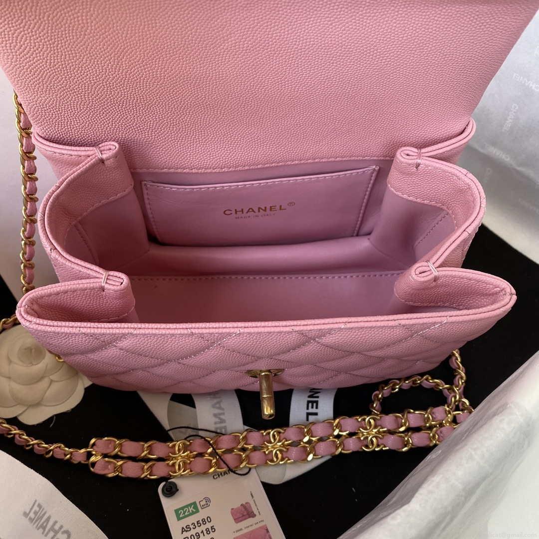 Chanel AS3580 Small Flap Bag Lambskin Lambskin & Gold-Tone Metal Pink