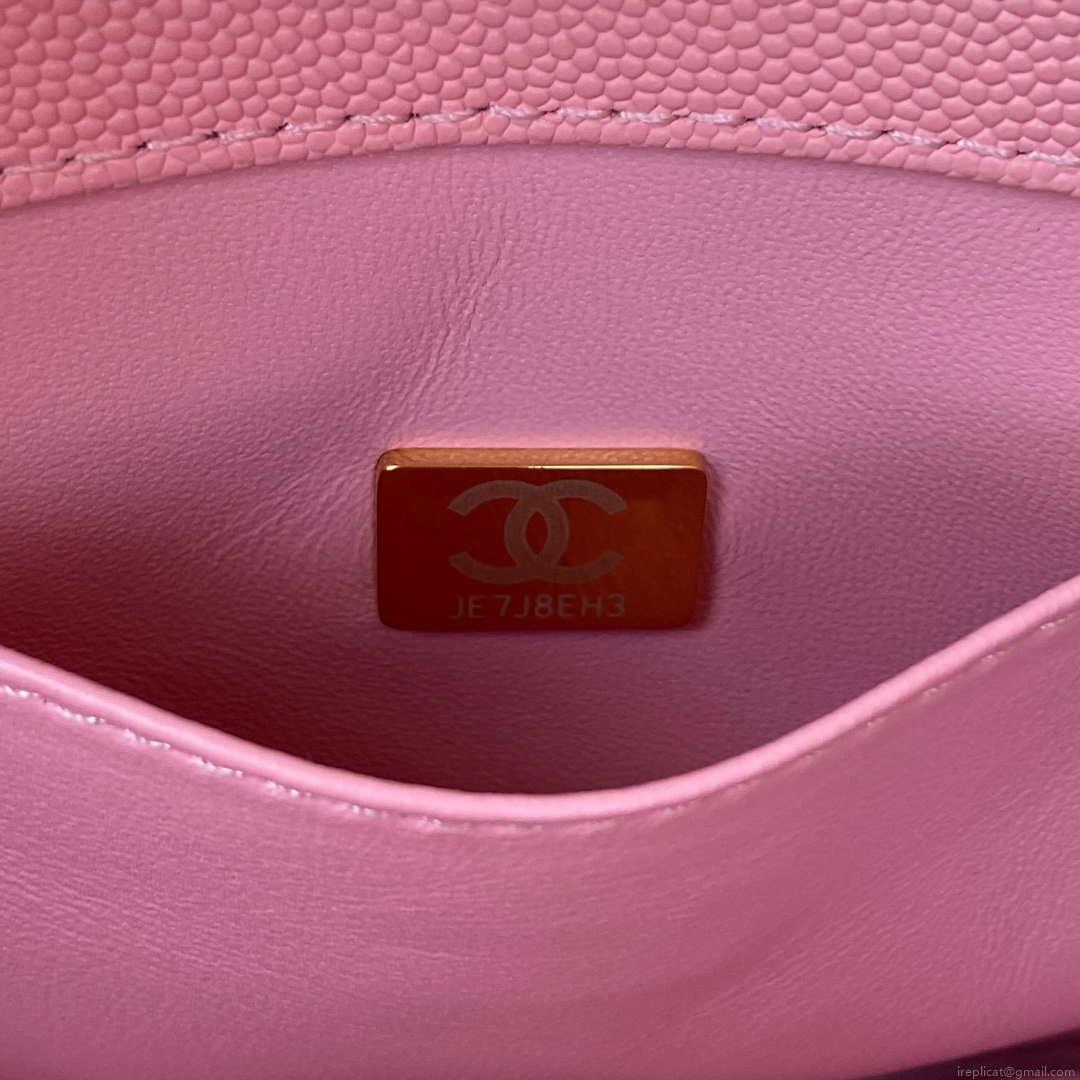 Chanel AS3580 Small Flap Bag Lambskin Lambskin & Gold-Tone Metal Pink