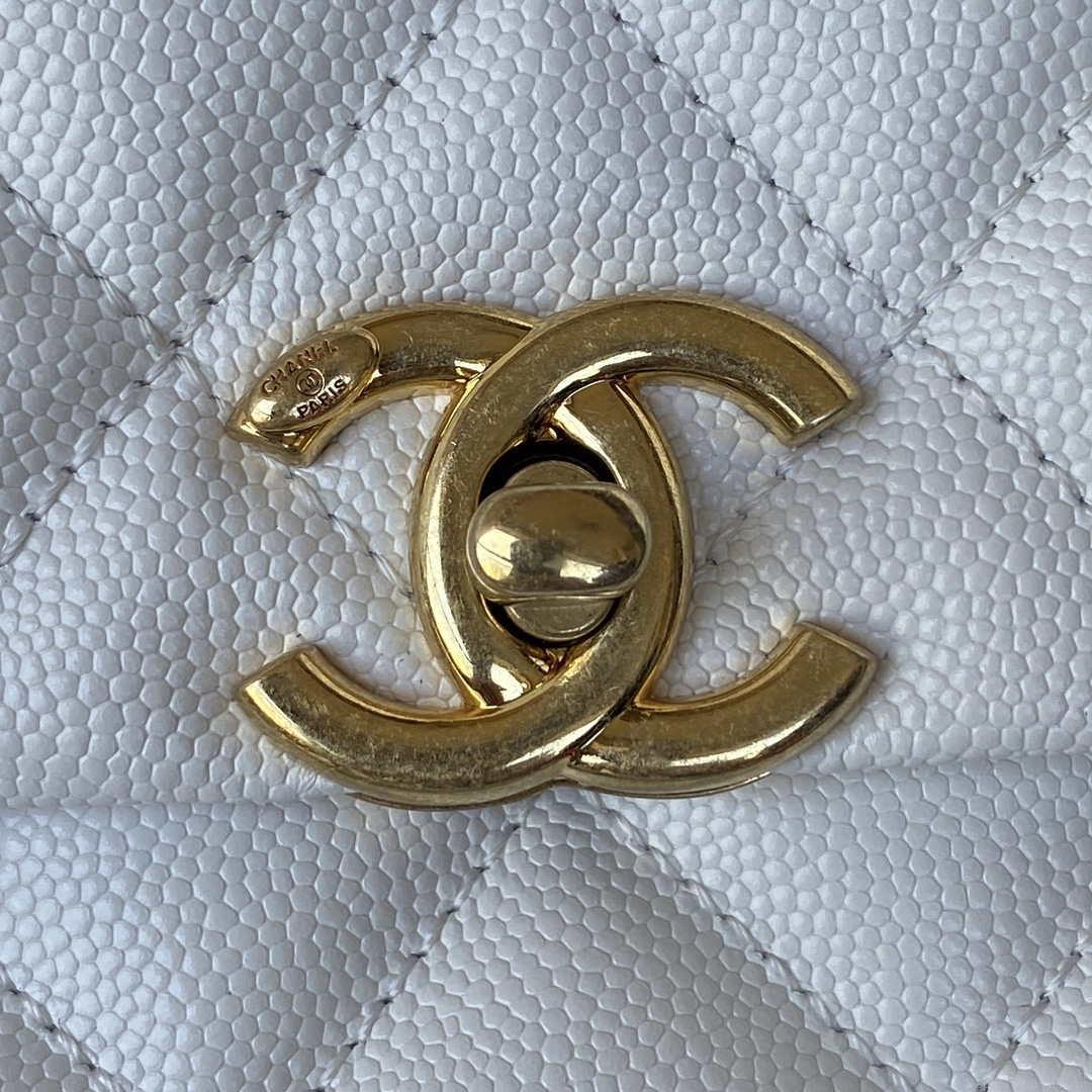 Chanel AS3580 Small Flap Bag Lambskin Lambskin & Gold-Tone Metal White