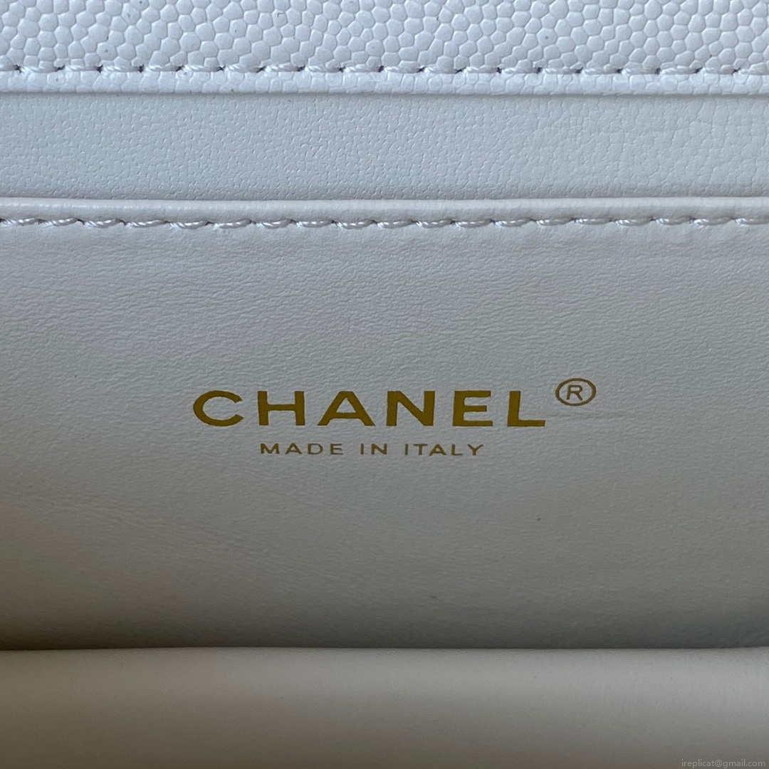 Chanel AS3580 Small Flap Bag Lambskin Lambskin & Gold-Tone Metal White