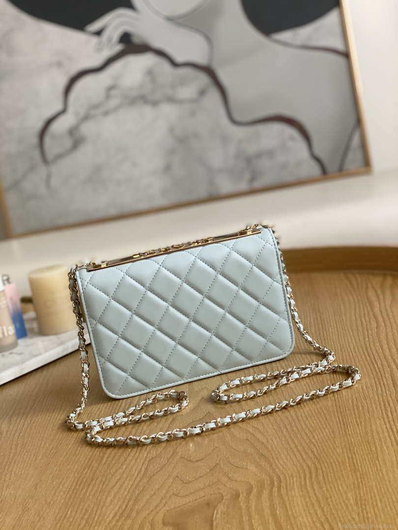 Chanel A88632 WOC 19 Chain Wallet Bag Light Blue Lambskin Gold