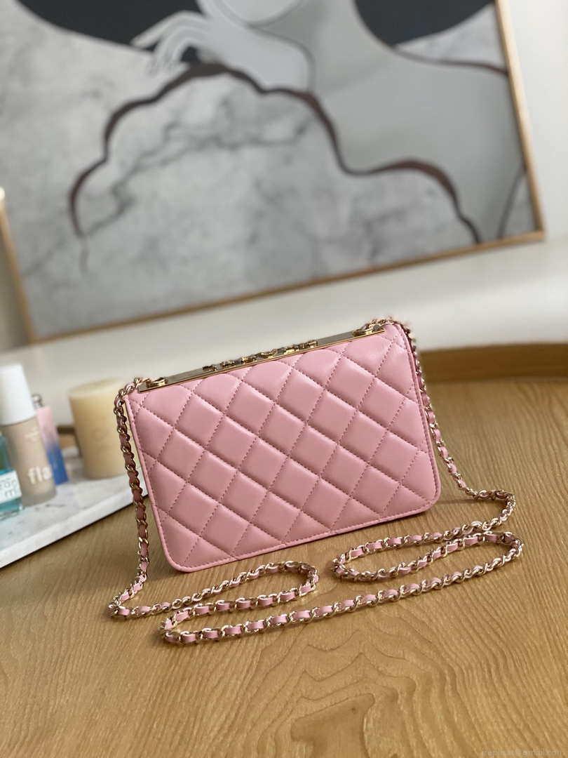 Chanel A88632 WOC 19 Chain Wallet Bag Pink Lambskin Gold