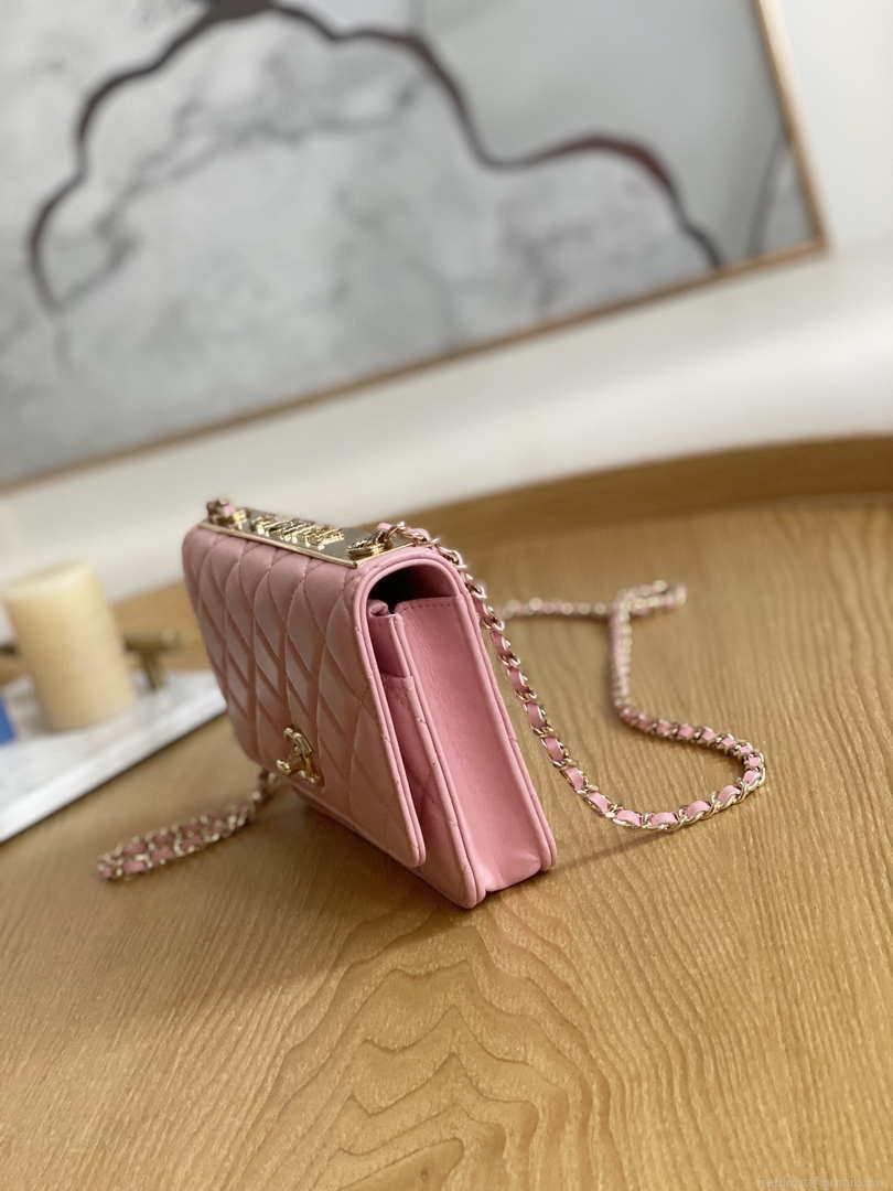 Chanel A88632 WOC 19 Chain Wallet Bag Pink Lambskin Gold