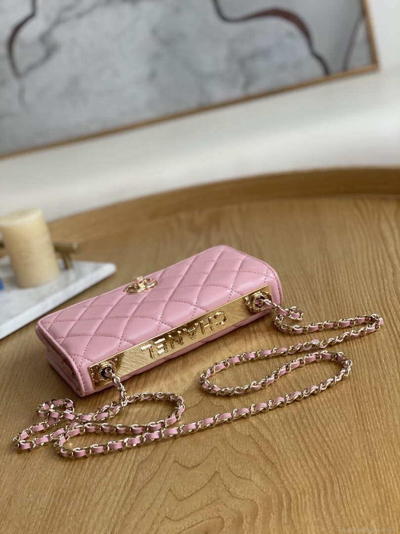 Chanel A88632 WOC 19 Chain Wallet Bag Pink Lambskin Gold