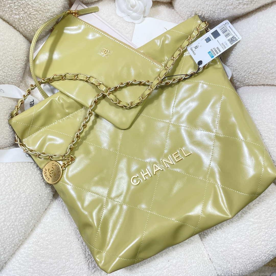 Chanel 22 Small Handbag Shiny Calfskin AS3260 Light Green