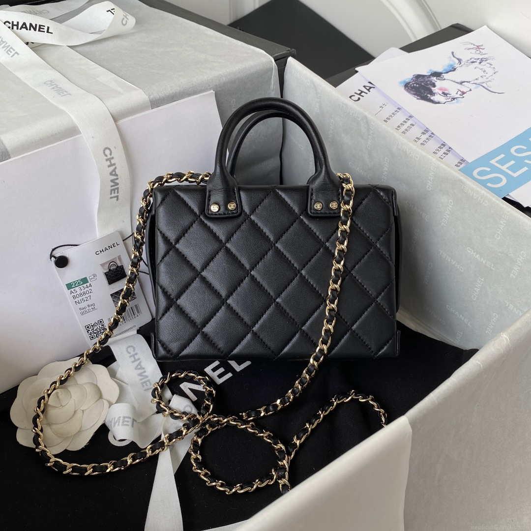 Chanel AS3344 Small Vanity Case Calfskin & Gold-Tone Metal Black