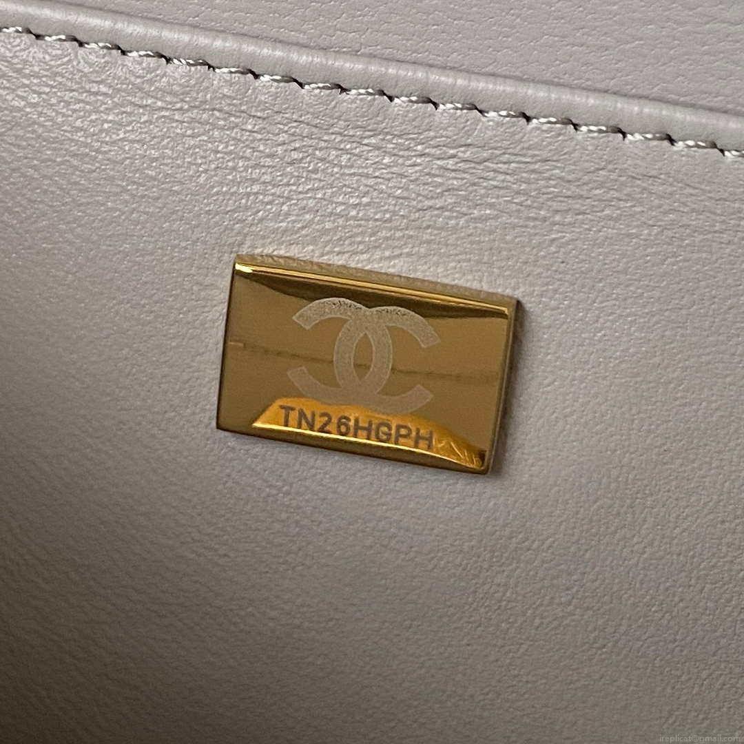Chanel AS3344 Small Vanity Case Calfskin & Gold-Tone Metal Gray
