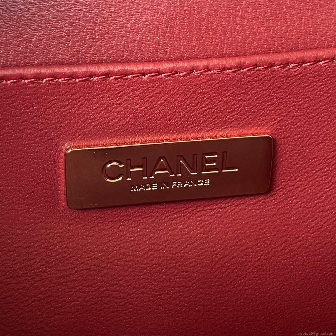 Chanel AS3344 Small Vanity Case Calfskin & Gold-Tone Metal Wine Red