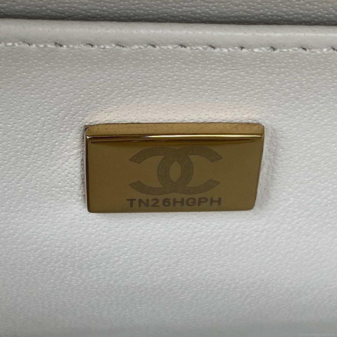 Chanel AS3344 Small Vanity Case Calfskin & Gold-Tone Metal White