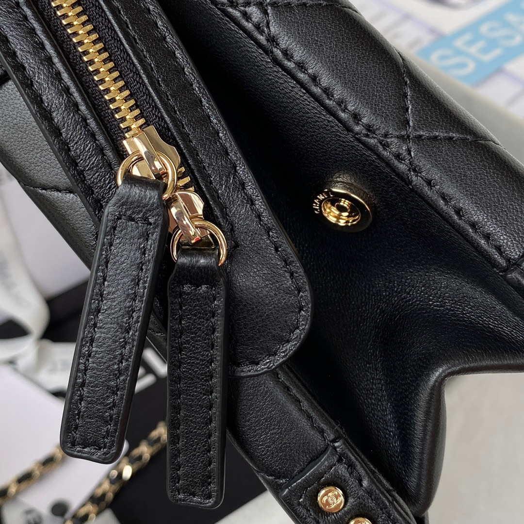 Chanel AS3345 Vanity Case Calfskin & Gold-Tone Metal Black