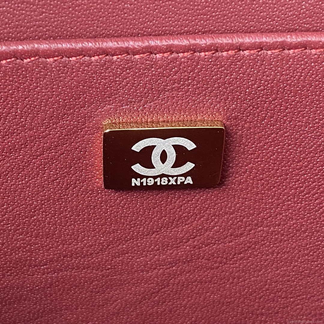 Chanel AS3345 Vanity Case Calfskin & Gold-Tone Metal Wine Red