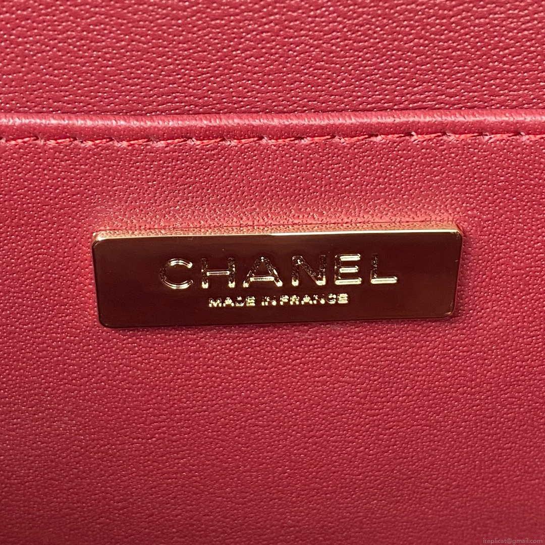 Chanel AS3345 Vanity Case Calfskin & Gold-Tone Metal Wine Red