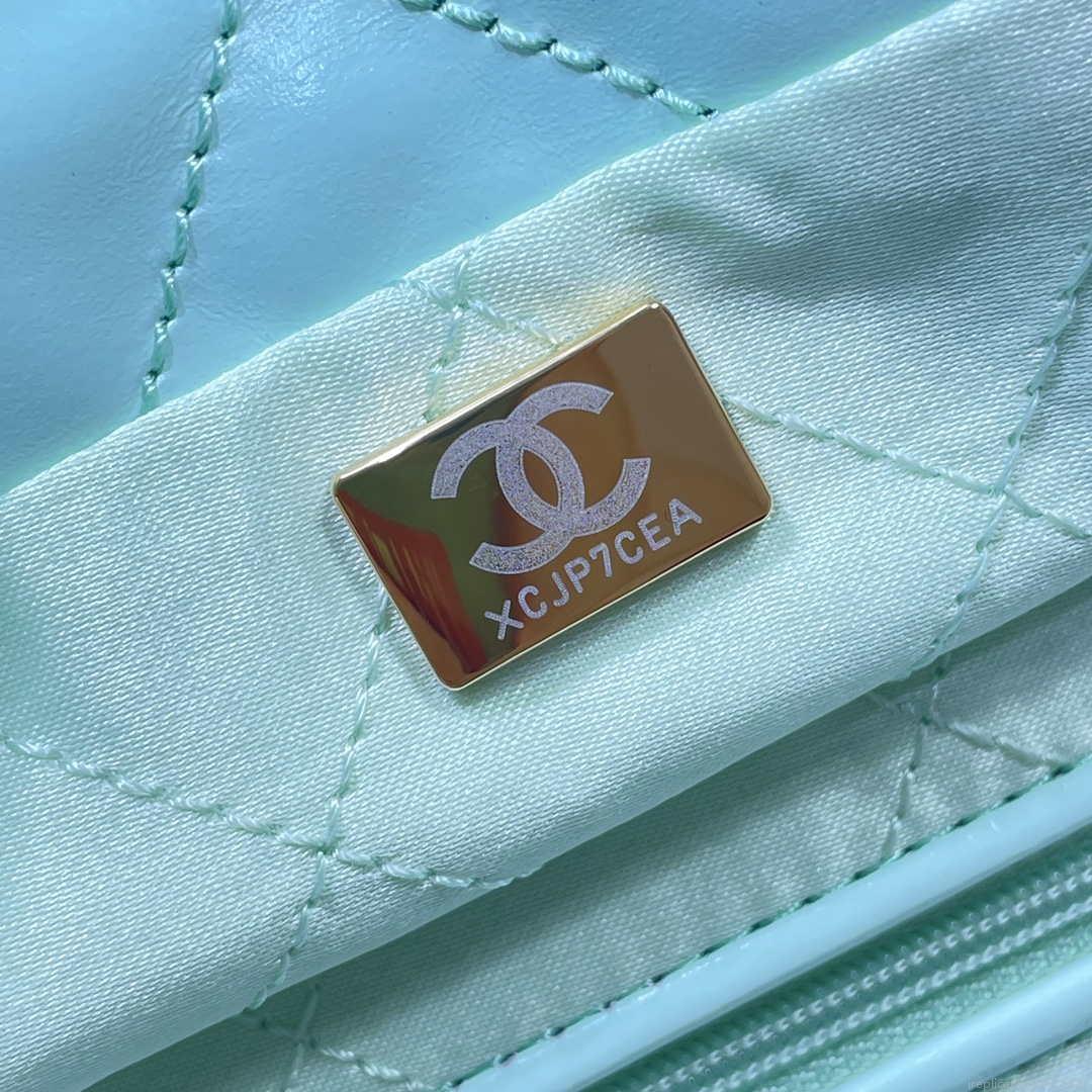Chanel 22 Large Handbag Shiny Calfskin AS3262 Mint Green