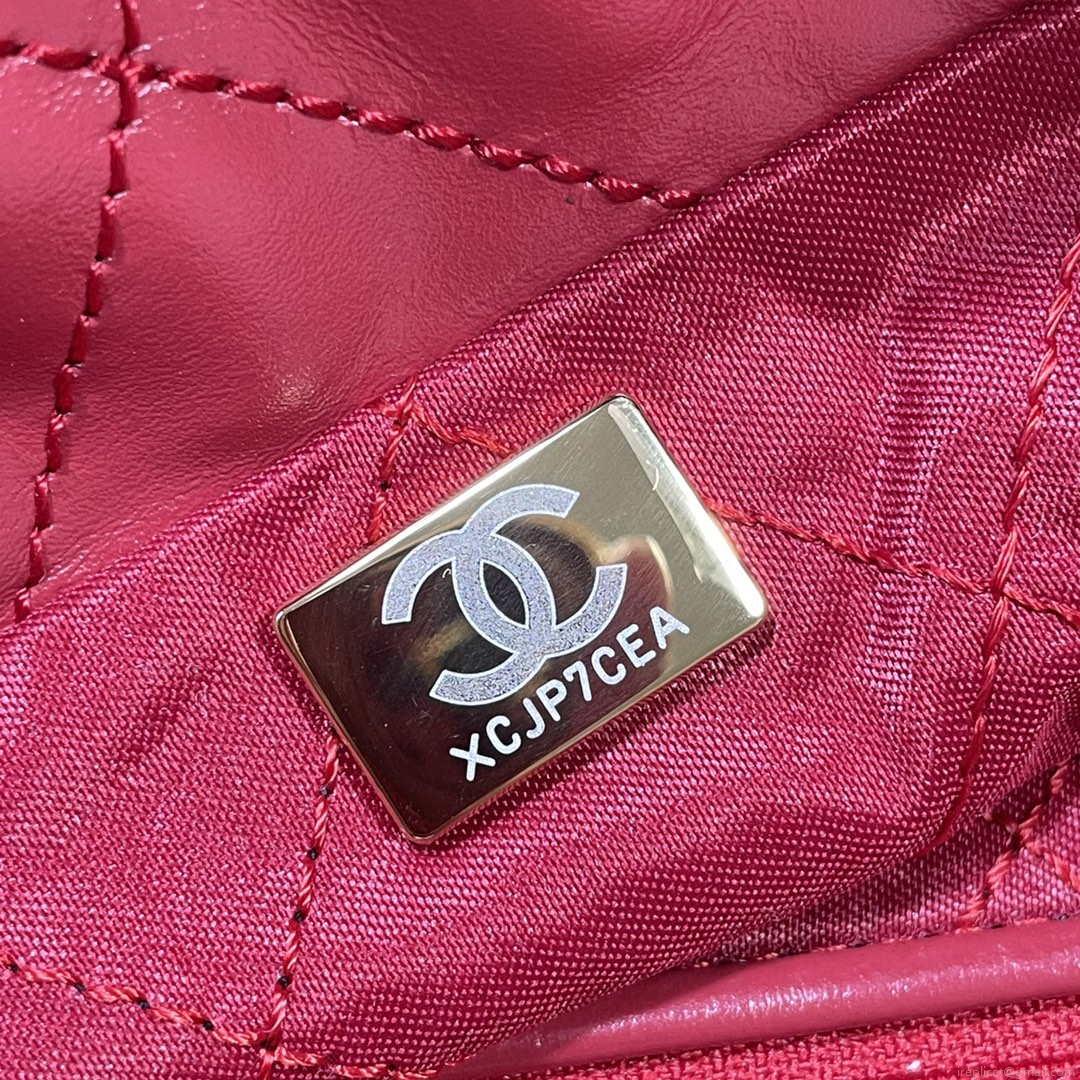 Chanel 22 Large Handbag Shiny Calfskin AS3262 Red