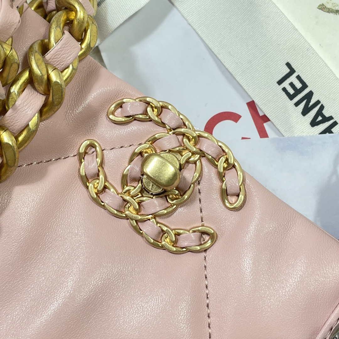 Chanel AS3519 CHANEL19 Shopping Bag Shiny Lambskin Pink