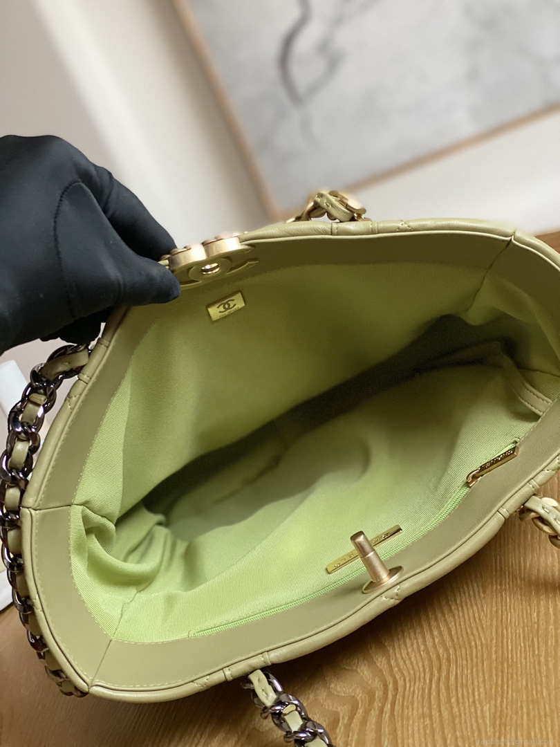 Chanel AS3519 CHANEL19 Shopping Bag Shiny Lambskin Light Yellow