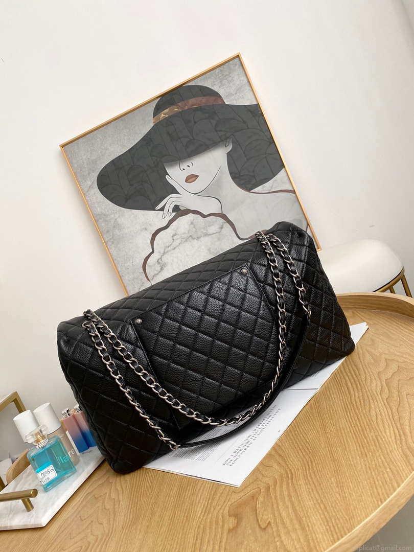 Chanel A91169 Flap Travel Bag Airport Series A94305 caviar calfskin Black Silver