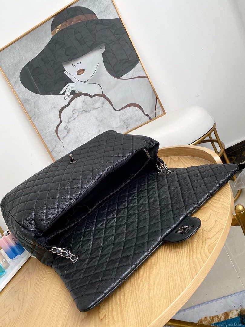 Chanel A91169 Flap Travel Bag Airport Series A94305 caviar calfskin Black Silver