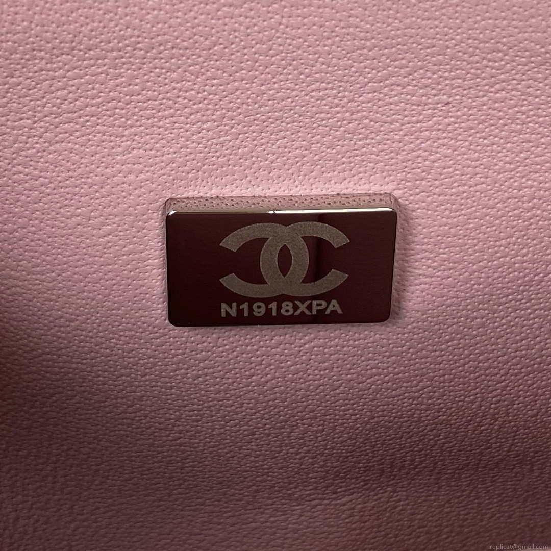 Chanel A01113 Flap Handbag Classic Bag Lambskin Light Pink Silver