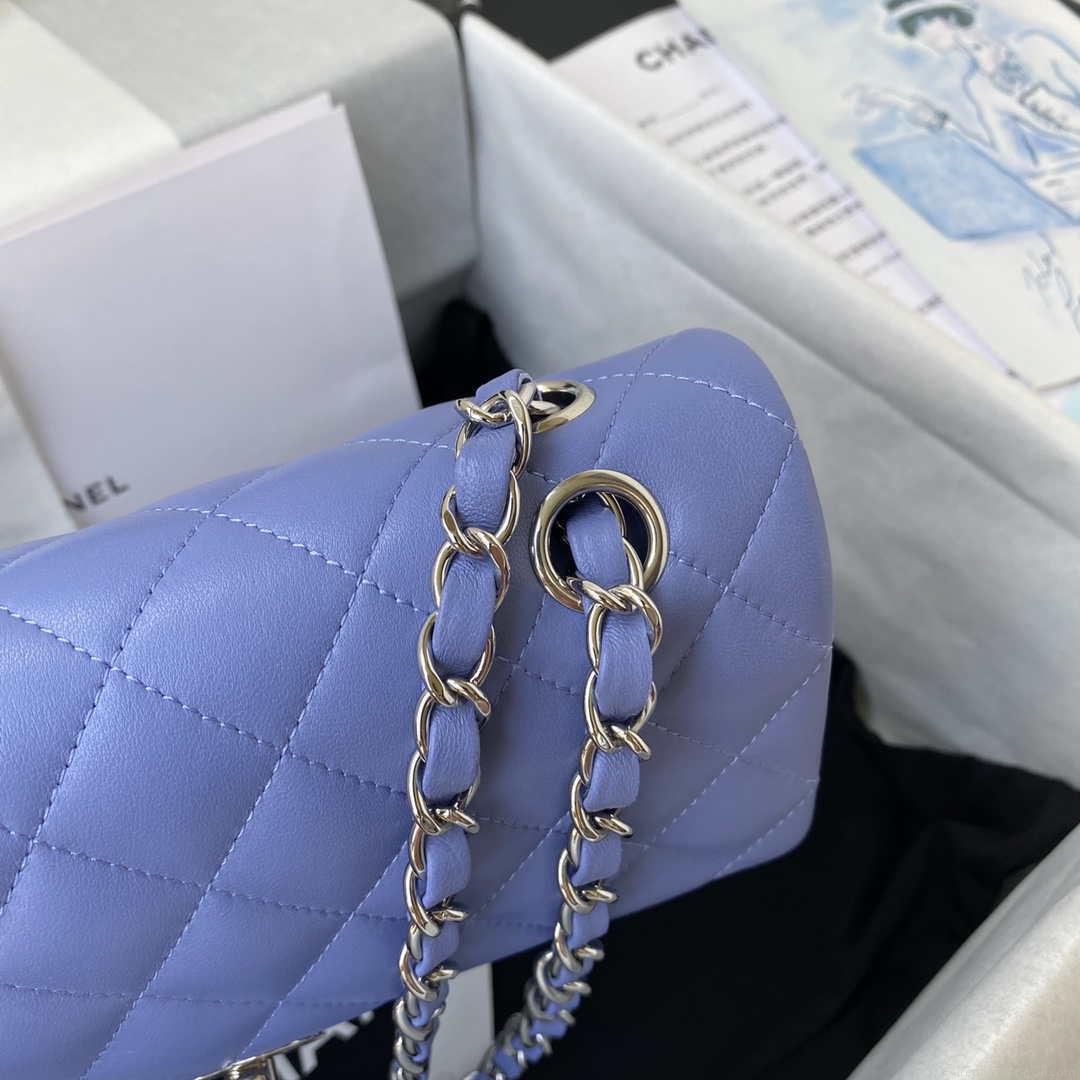 Chanel A01113 Flap Handbag Classic Bag Lambskin Purple Silver