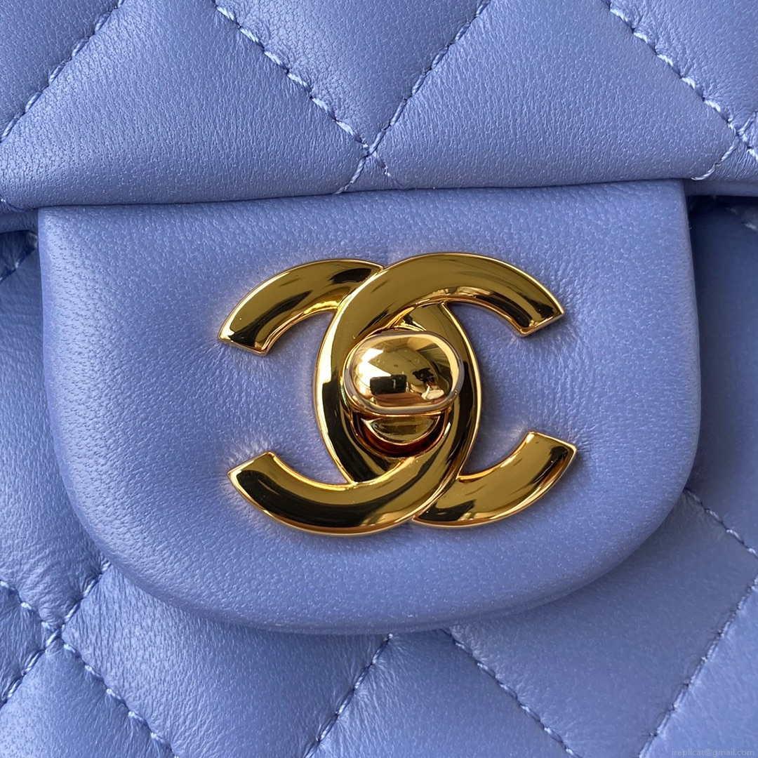 Chanel A01113 Flap Handbag Classic Bag Lambskin Purple Gold