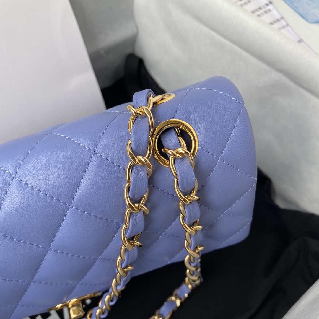 Chanel A01113 Flap Handbag Classic Bag Lambskin Purple Gold