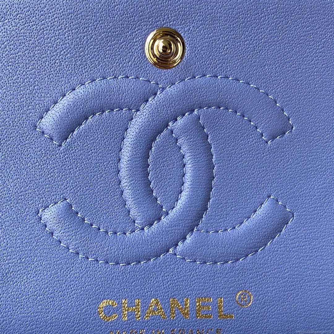 Chanel A01113 Flap Handbag Classic Bag Lambskin Purple Gold