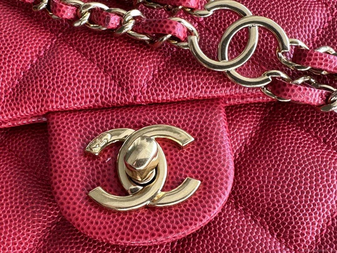 Chanel AS3757 Mini Flap Bag Grained Calfskin & Gold-Tone Metal Red