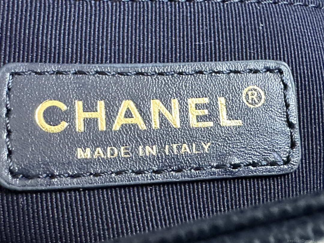Chanel AS3757 Mini Flap Bag Grained Calfskin & Gold-Tone Metal Navy Blue