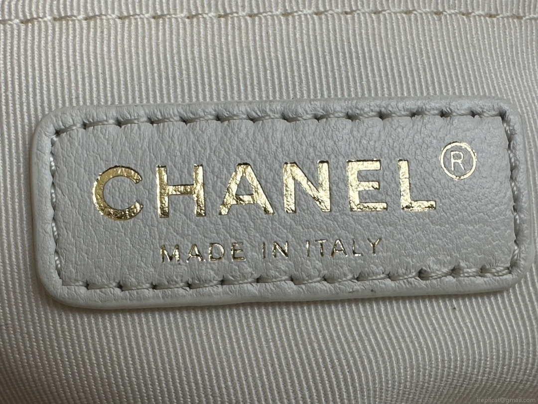 Chanel AS3777 Flap Bag Grained Calfskin & Gold-Tone Metal White