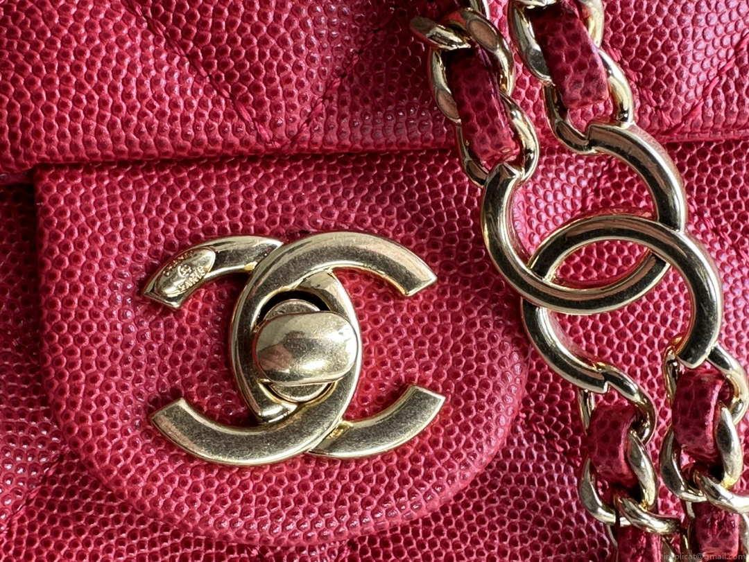 Chanel AS3777 Flap Bag Grained Calfskin & Gold-Tone Metal Red
