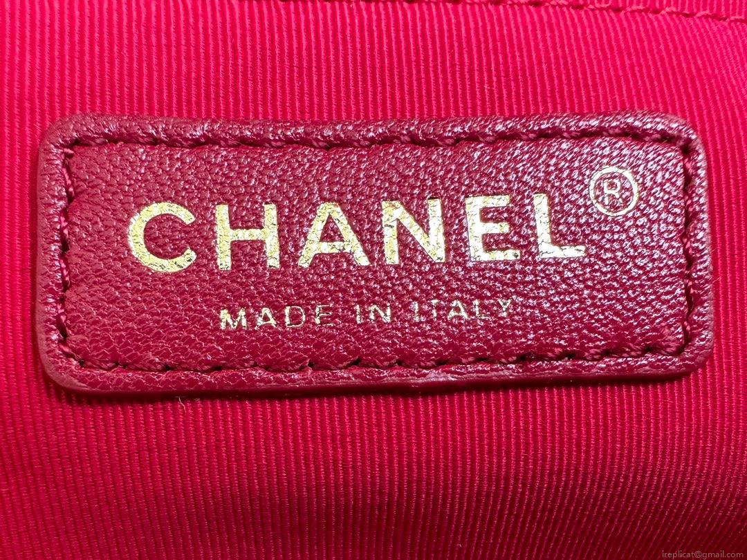 Chanel AS3777 Flap Bag Grained Calfskin & Gold-Tone Metal Red