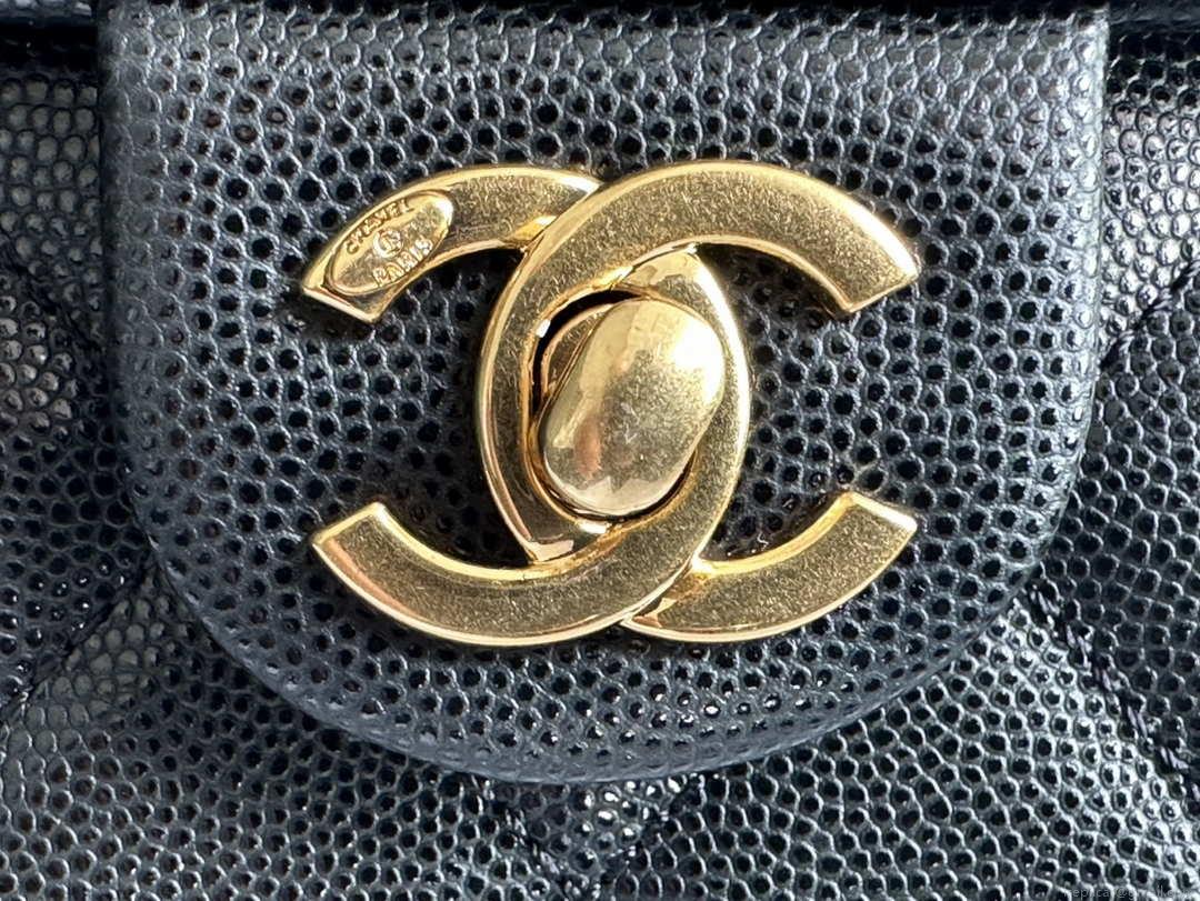 Chanel AS3777 Flap Bag Grained Calfskin & Gold-Tone Metal Black