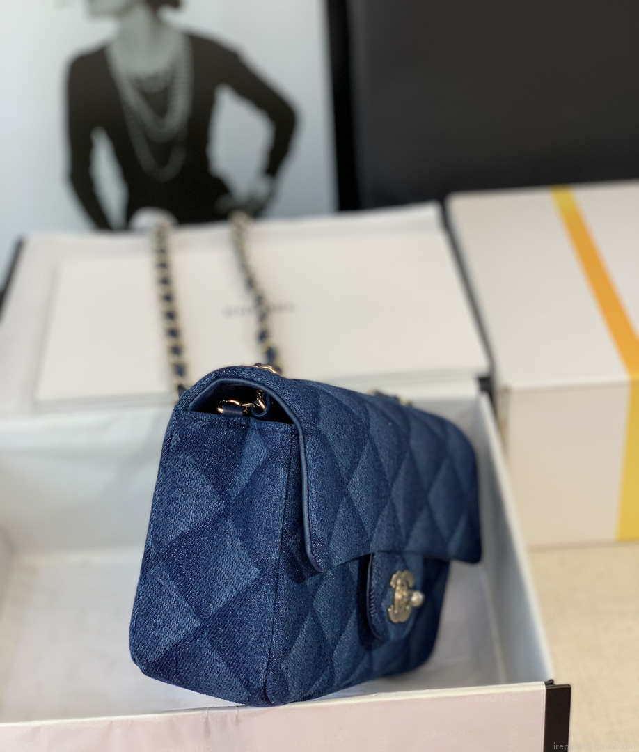 Chanel A69900 Mini Flap Bag Denim Blue 1116 Gold