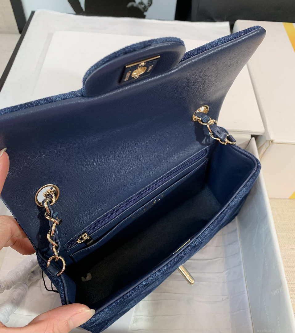 Chanel A69900 Mini Flap Bag Denim Blue 1116 Gold