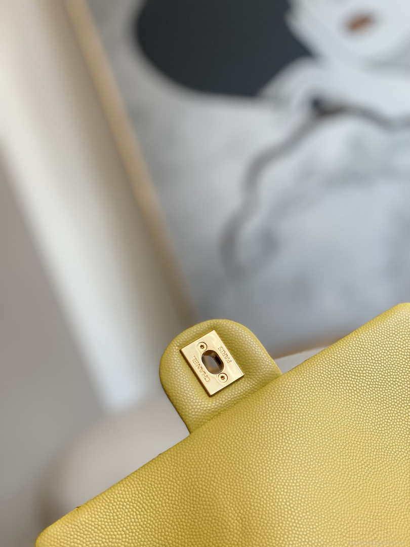 Chanel AS3757 Mini Flap Bag Grained Calfskin & Gold-Tone Metal Yellow