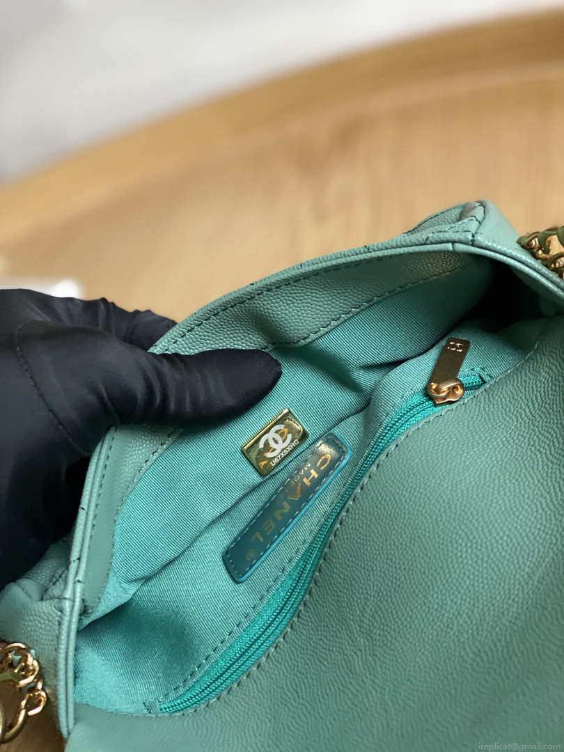 Chanel AS3757 Mini Flap Bag Grained Calfskin & Gold-Tone Metal Green