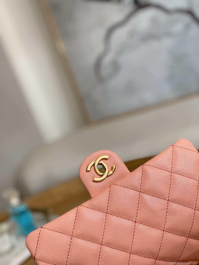 Chanel AS3757 Mini Flap Bag Grained Calfskin & Gold-Tone Metal Pink