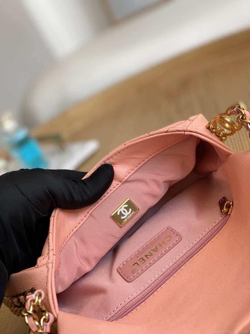 Chanel AS3757 Mini Flap Bag Grained Calfskin & Gold-Tone Metal Pink