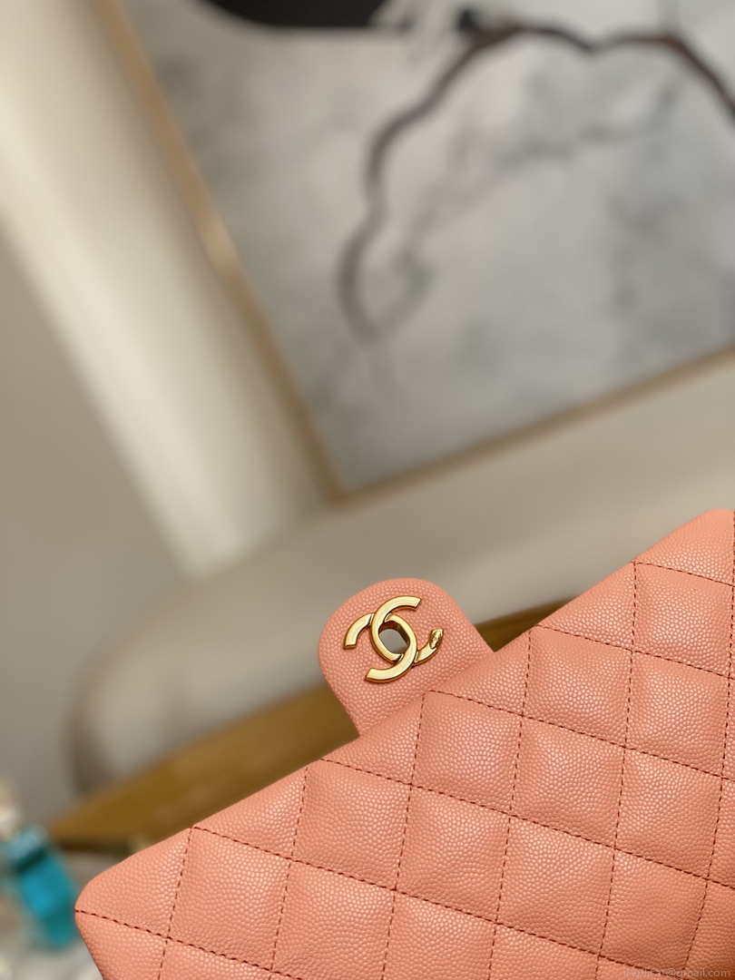 Chanel AS3777 Flap Bag Grained Calfskin & Gold-Tone Metal Pink