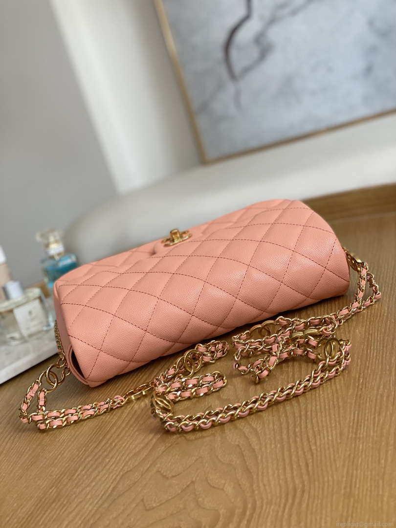 Chanel AS3777 Flap Bag Grained Calfskin & Gold-Tone Metal Pink