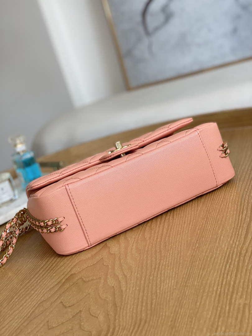 Chanel AS3777 Flap Bag Grained Calfskin & Gold-Tone Metal Pink