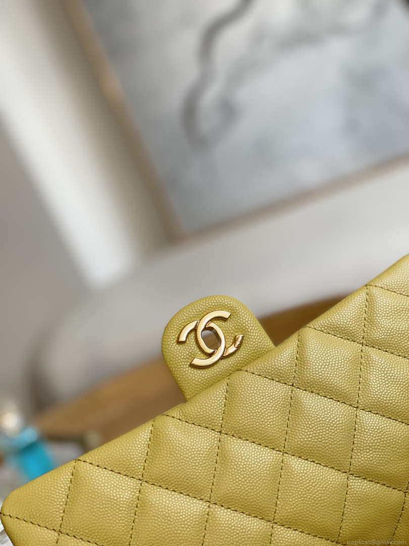 Chanel AS3777 Flap Bag Grained Calfskin & Gold-Tone Metal Yellow