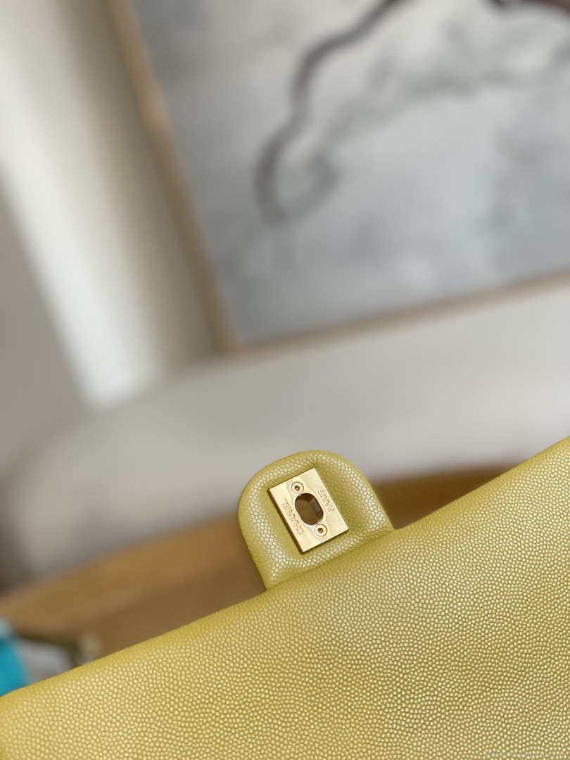 Chanel AS3777 Flap Bag Grained Calfskin & Gold-Tone Metal Yellow