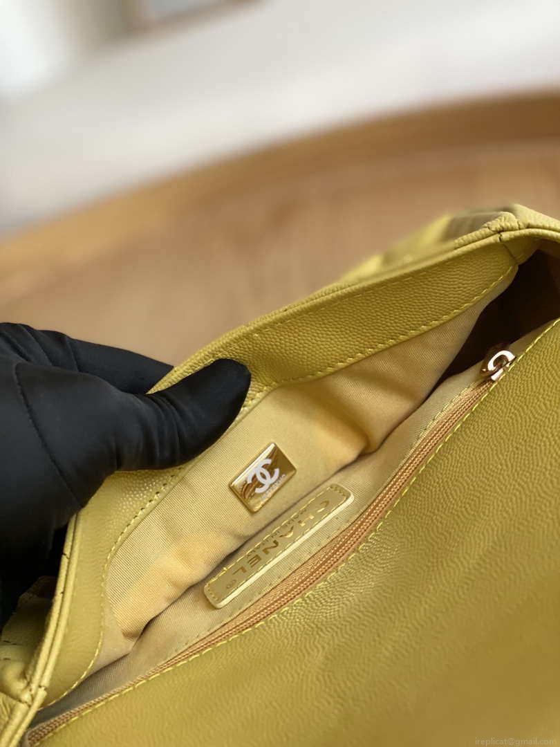 Chanel AS3777 Flap Bag Grained Calfskin & Gold-Tone Metal Yellow