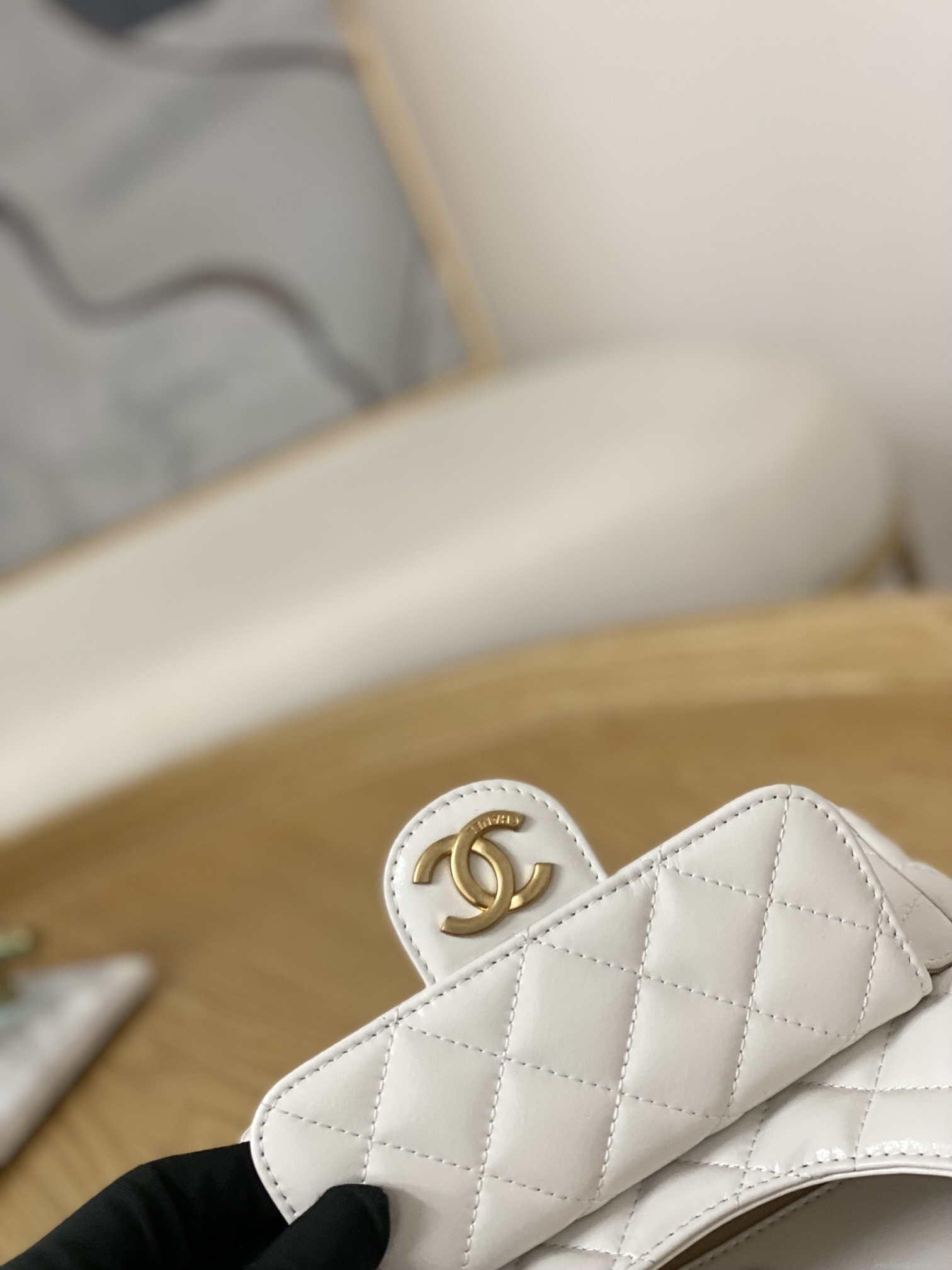 Chanel AS3710 Small Hobo Handbag Shiny Crumpled Calfskin & Gold-Tone Metal White