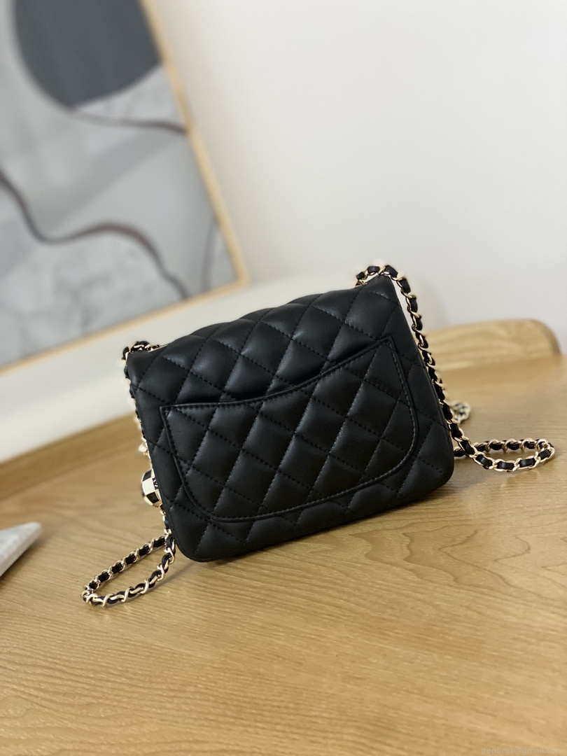 Chanel A35200 Mini Flap Bag 18cm Lambskin Black 1115 With Ball