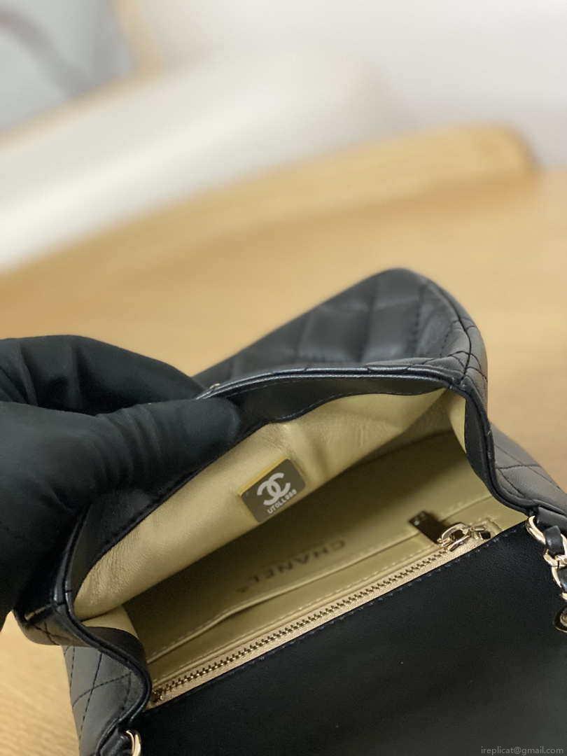 Chanel A35200 Mini Flap Bag 18cm Lambskin Black 1115 With Ball