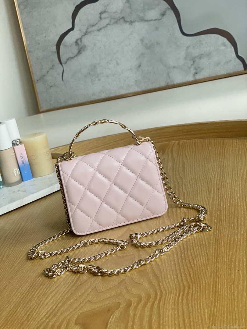 Chanel A81197 Mini Flap Lambskin Enamel & Gold-Tone Metal Pink