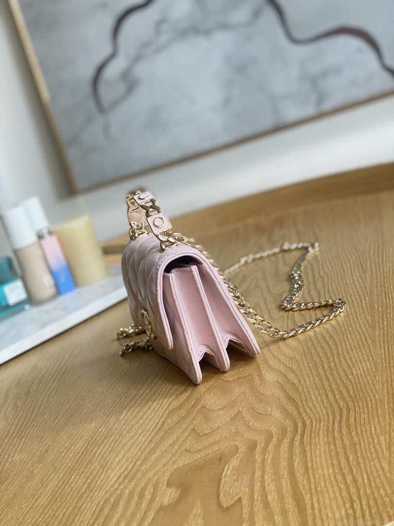 Chanel A81197 Mini Flap Lambskin Enamel & Gold-Tone Metal Pink